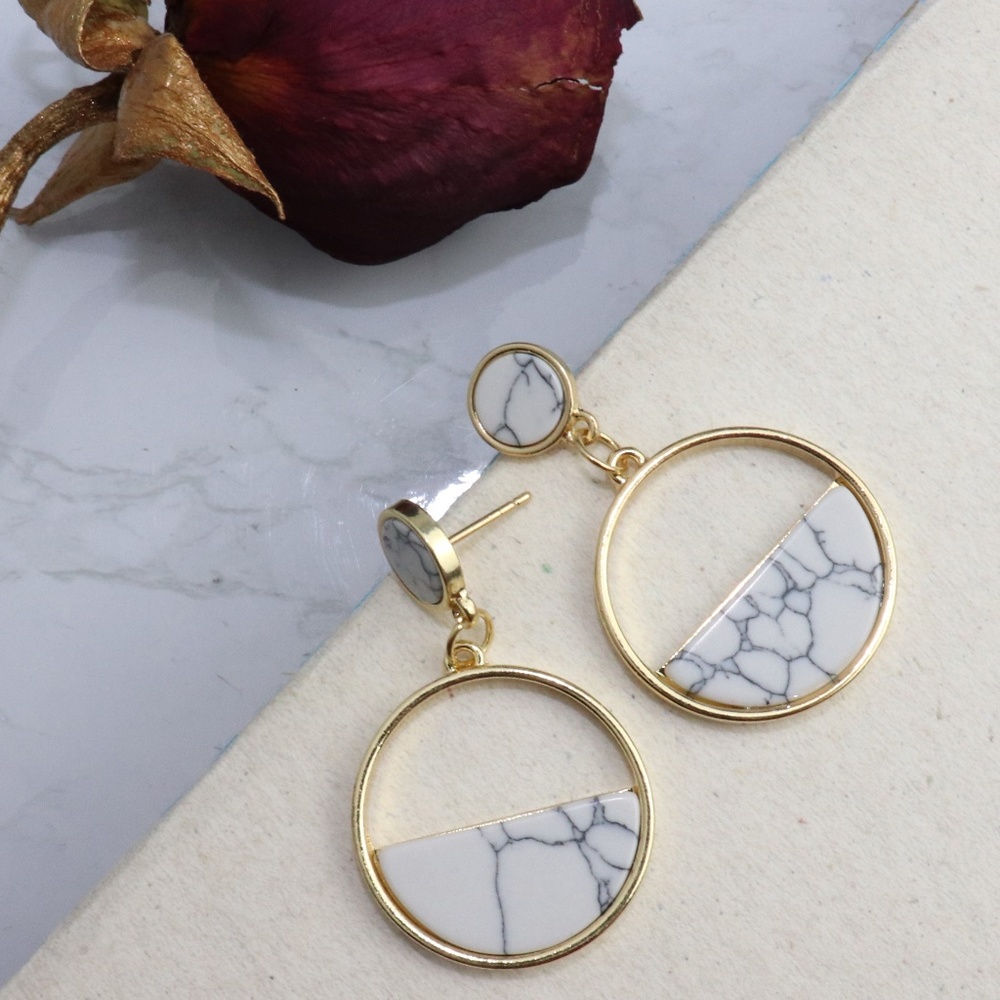 4 for $25 Natural White Marble Drop Earrings